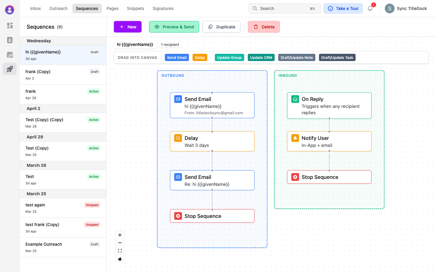 Reply-aware sequences and completion summaries, screenshot 1